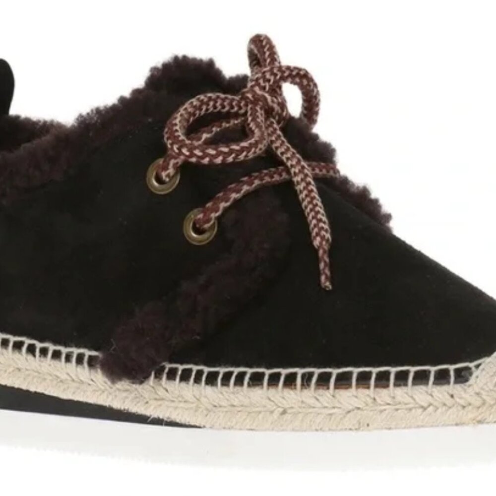 See by Chloé lace-up espadrille with fur
